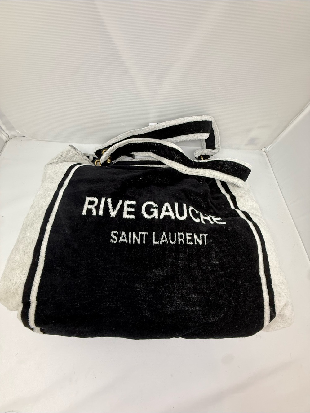 Saint Laurent Black and White Rive Gauche Tote